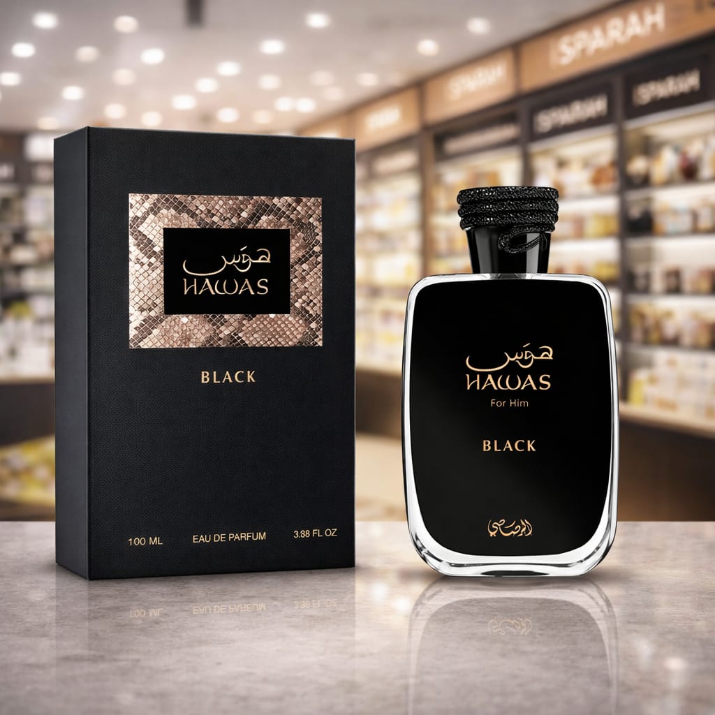 Hawas Black by Rasasi Arabic perfume bottle – long lasting fresh aquatic fragrance for men South Africa