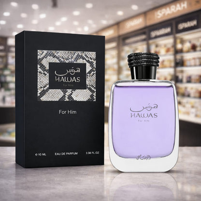 Hawas for Him by Rasasi blue Arabic perfume bottle – long lasting fresh sweet fragrance South Africa
